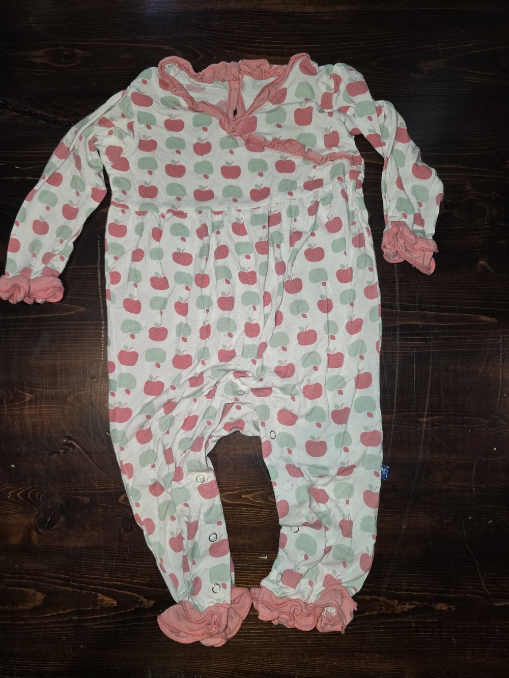 Kickee Pants Bamboo Apple Print Ruffle Footless Romper One-Piece